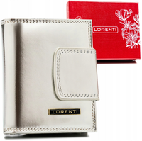 stylowy, mały skórzany portfel damski na zatrzask i bigiel - lorenti