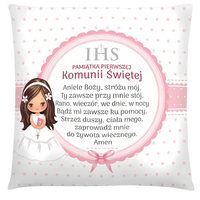 poduszka Pamiątka I KOMUNII Świętej - Dziewczynka Różowa 3335-KOM3
