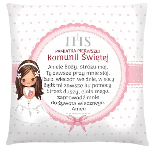poduszka Pamiątka I KOMUNII Świętej - Dziewczynka Różowa 3335-KOM3 na Arena.pl