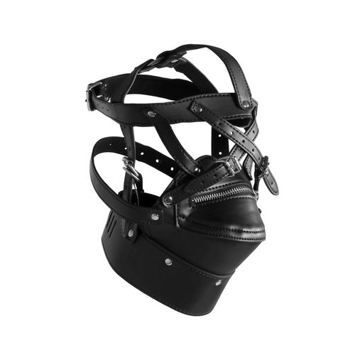 head harness with zip up mouth and lock   black na Arena.pl