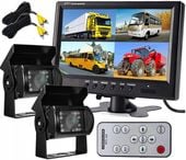 ZESTAW PARKOWANIA 2x Kamera cofania + Monitor LCD 9" 4 Kanały Podziałka