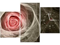 60CM 90 ZEGAR 3 ELEM RÓŻA KTALNA KORAL ŚCIENNY