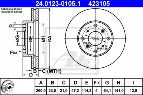 TARCZA HAM PRZOD 260X23 V ATE na Arena.pl