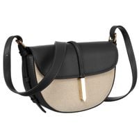 listonoszka damska crossbody beżowo - czarna ze skóry naturalnej