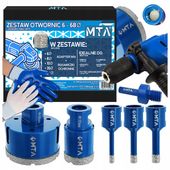 OTWORNICA DIAMENTOWA KORONKA DO GRESU M14 ZESTAW ⌀ 6,8,10,35,68 mm ADAPTER