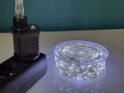 Lampki Choinkowe 1000 LED Mikro Drucik 100m Biały Zimny IP65 Pilot na Arena.pl