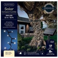 Lampki choinkowe SOLARNE 500 LED zewnętrzne na choinke Ciepły Biały 11m