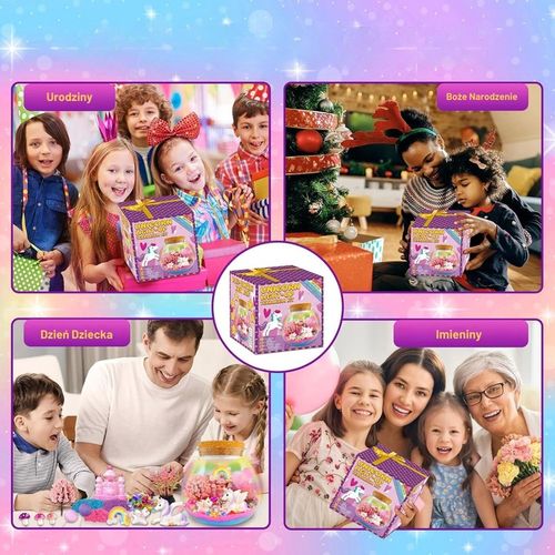 Jednorożec Zestaw Kreatywny Dziewczynki Lampka Nocna Piasek Kinetyczny DIY na Arena.pl