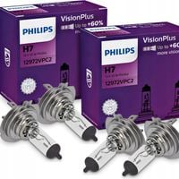 2X KOMPLET ŻARÓWEK (4szt.) PHILIPS H7 VISIONPLUS +60% MOCNE ŻARÓWKI DO AUTA