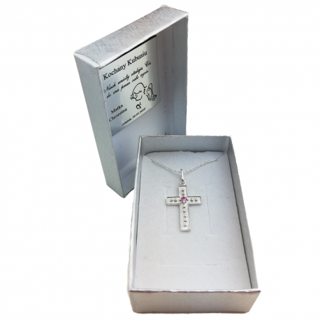 SREBRNY KRZYŻYK OZDOBNY Z CYRKONIĄ SREBRO PRÓBY 925 DOSTĘPNY W RÓŻNYCH KOLORACH zdjęcie 9