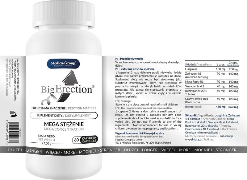 Supl.diety-Big Erection - Kapsułki 60 Szt zdjęcie 5