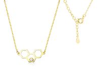 Pozłacany srebrny naszyjnik gwiazd celebrytka plaster miodu cyrkonia srebro 925 Z1904NG_W