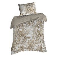 Pościel 140x200 + 70x80 Spring 46 beżowa kwiatowo‑roślinna