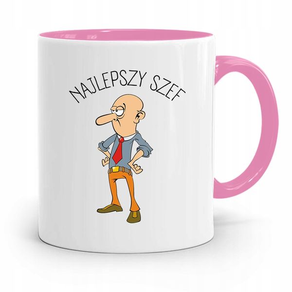 Kubek Różowy Prezent Dla Szefa Najlepszy Szef Z Nadrukiem Ze Zdjęciem zdjęcie 1