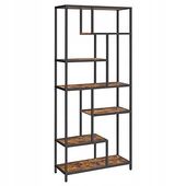 Loftowy regał 180 cm rustykalny brąz czarna stal 6 półek