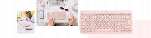 Logitech K380 - klawiatura bluetooth do Mac, iPad, iPhone różowa + Naklejki na Arena.pl