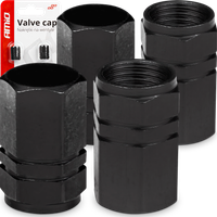 ALUMINIOWE NAKRĘTKI KAPTURKI NA WENTYLE CZARNE 4 SZT NAKŁADKI ZAŚLEPKI