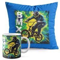 ZESTAW KUBEK + PODUSZKA NIEBIESKA - ROWER BMX MTB SPORT
