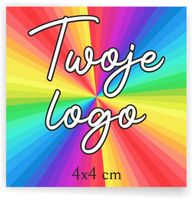 Naklejki ETYKIETY REKLAMOWE wlepy twoje LOGO nadruk tekst 4x4 cm 280 szt