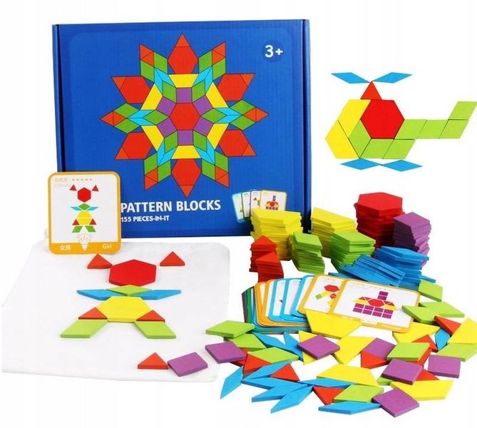 Puzzle Drewniane Układanka Montessori Mozaika XXL Klocki Drewniane 155elem. zdjęcie 4