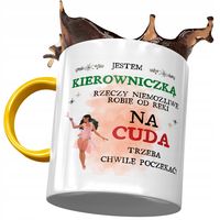 Kubek Żółty Dla Kierowniczki Trzeba Poczekać Z Nadrukiem Ze Zdjęciem
