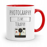 Kubek Czerwony Fotografa Photography Is My Teraphy Z Nadrukiem Ze Zdjęciem