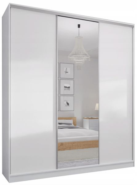 SZAFA PRZESUWNA 150 x 250 3D MAX - BIAŁA + LUSTRO zdjęcie 1