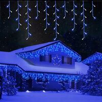 SOPLE LAMPKI ŚWIECĄCE NIEBIESKI KURTYNA ŚWIETLNA 300 LED + FLASH ISKRA