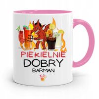 Kubek Różowy Dla Barmana Piekielnie Dobry Prezent Z Nadrukiem Ze Zdjęciem