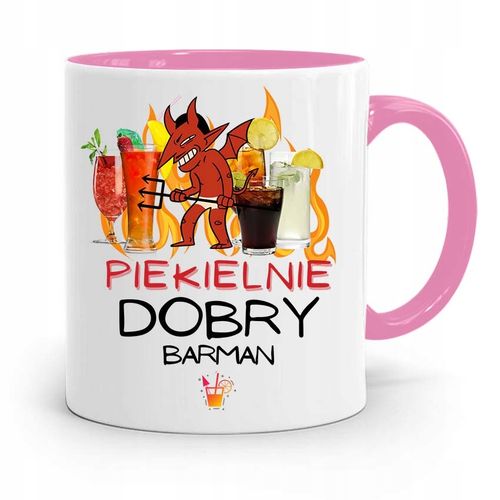 Kubek Różowy Dla Barmana Piekielnie Dobry Prezent Z Nadrukiem Ze Zdjęciem na Arena.pl