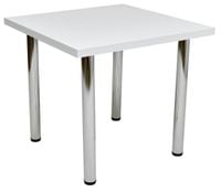 Duży stół 100x100 biały blat metalowe nogi chrom połysk stolik do salonu