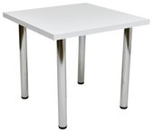 Duży stół 100x100 biały blat metalowe nogi chrom połysk stolik do salonu