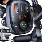 TRANSMITER FM BLUETOOTH SAMOCHODOWY ŁADOWARKA USB CZYTNIK KART MP3 12-24V