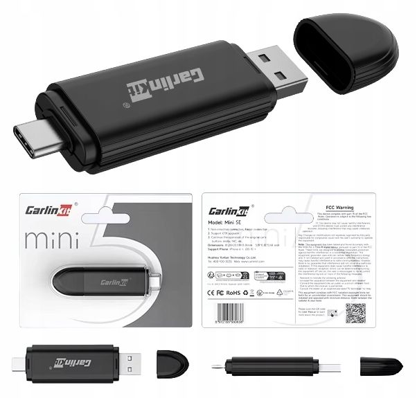 Bezprzewodowy Adapter CarlinKit Mini SE CarPlay Bluetooth USB do samochodu zdjęcie 1
