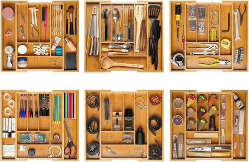 ORGANIZER NA SZTUĆCE WKŁAD DO SZUFLADY REGULOWANY BAMBUSOWY DREWNIANY na Arena.pl