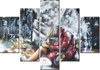 105CM 150CM ZEGAR 5 ELEM DESZCZOWA DZIEWCZYNA DRUK OBRAZ