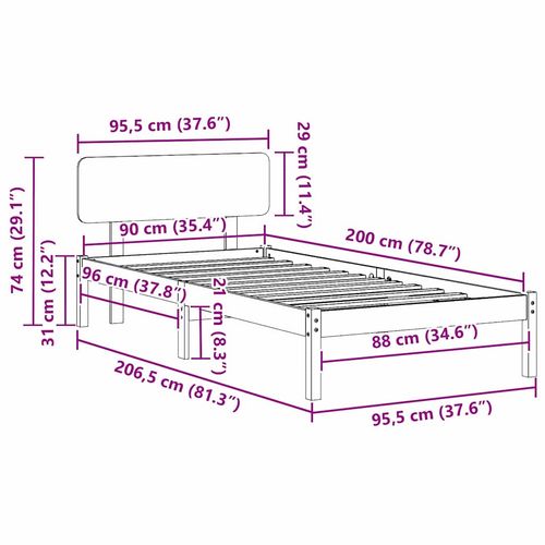 Ramka łóżka Z zagłówkiem Biały 90 x 200 cm Lite drewno sosnowe na Arena.pl