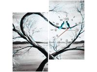 60X60CM ZEGAR TURKUSOWYM ŚWIETLE KSIĘŻYCA OBRAZ DREWNO ŚCIAN KWADRAT