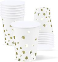ZVK Jednorazowe Kubki Papierowe z Złotymi Kropkami 12 sztuk 250 ml