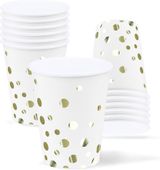 ZVK Jednorazowe Kubki Papierowe z Złotymi Kropkami 12 sztuk 250 ml