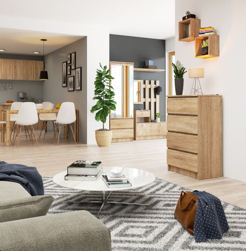 KOMODA K 60 cm 4 SZUFLADY DĄB SONOMA na Arena.pl