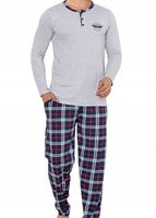 Piżama męska klasyczna długi rękaw długie spodnie bawełna 2XL XXL