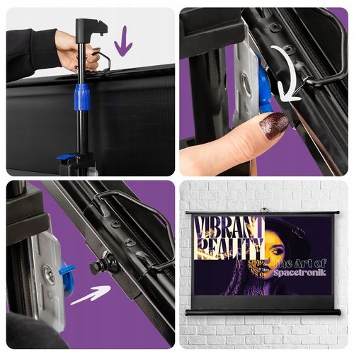 Ekran projekcyjny przenosny 84 cali 16:9 zwijany FULL HD 4K+GRATIS na Arena.pl