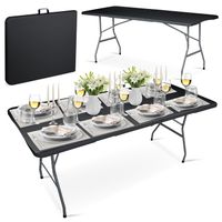Stół cateringowy ogrodowy składany 180 cm Plonos czarny