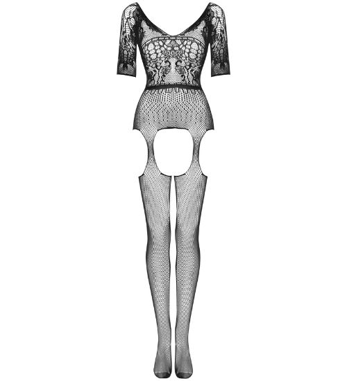 Czarne bodystocking z głębokim dekoltem zdjęcie 1