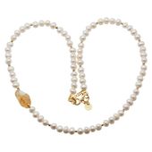 Naszyjnik z pereł hodowanych i cytrynu – srebro 925 złocone