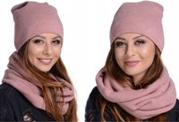 Komplet damski zimowa CZAPKA + KOMIN ciepły polski producent moda RÓŻ K6