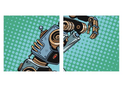 Obraz Na Płótnie - Robot Myślenie - 150X50 Cm - Ca150X50-3194 na Arena.pl