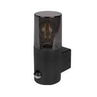 KINKIET NA ŻARÓWKĘ OKRĄGŁY NA BALKON CZARNY E27 CZUJNIK RUCHU