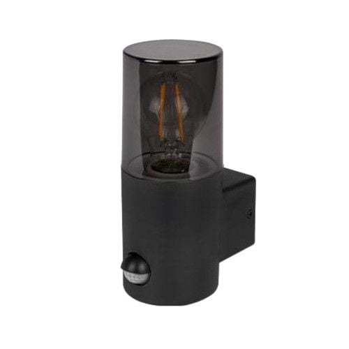 KINKIET NA ŻARÓWKĘ OKRĄGŁY NA BALKON CZARNY E27 CZUJNIK RUCHU zdjęcie 1